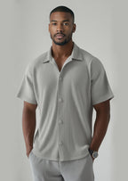 Camisa plisada - manga corta - Gris claro