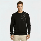 Maglione da uomo slim fit in misto lana - Pullover lavorato a maglia con motivo astratto e bordi a coste