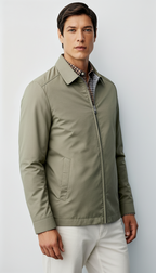Men’s Harrington Jacket – Classic Zip-Up with Checked Lining & Timeless Collar
