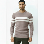 Men’s Crew Neck Jumper with Stripe Detail – Classic Knit Pullover