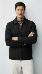 Men’s Harrington Jacket – Classic Zip-Up with Checked Lining & Timeless Collar