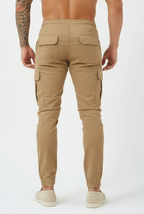 Cargo broek voor heren - taille met koord en elastische manchetten - Tapered Fit utility broek met meerdere zakken