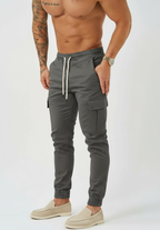 Cargo broek voor heren - taille met koord en elastische manchetten - Tapered Fit utility broek met meerdere zakken