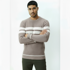 Men’s Crew Neck Jumper with Stripe Detail – Classic Knit Pullover
