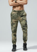Pantaloni cargo mimetici da uomo - Pantaloni da combattimento con coulisse in vita e polsino elastico