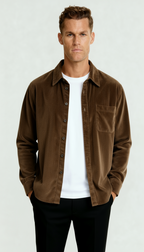 Langärmeliges Herren-Overshirt mit Knopfverschluss und Brusttasche