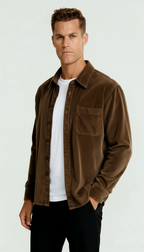 Langärmeliges Herren-Overshirt mit Knopfverschluss und Brusttasche